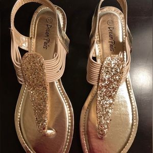 Dream Pairs Gold Sparkly Sandals